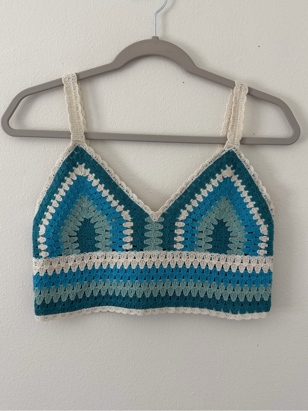 Rebellion Again Boho Festival Crochet Tank  Multi-tone Granny Square size xs